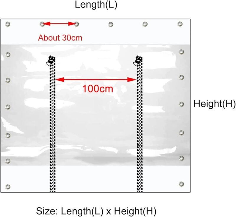 WZYJLyds Cortinas de Lona Impermeable Transparente Exterior, Lona Alquitranada de PVC Resistente a La Intemperie con Cremallera, Pérgola Patio Porche Cenador Paneles Laterales de Lona - Imagen 6