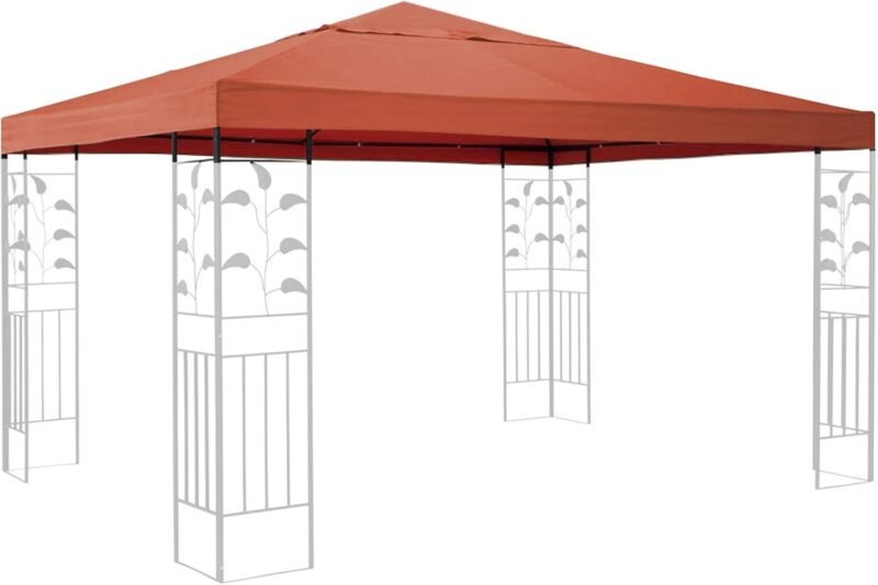 QUICK STAR Techo de Repuesto para cenador de jardín 3x3m Rojo Naranja con Revestimiento de PVC