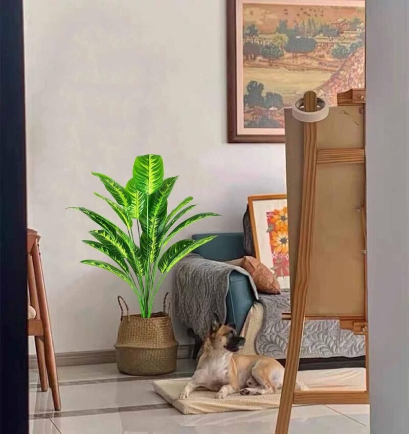 AIVORIUY Planta Artificial Ave del Paraiso Árbol Artificial in Maceta Hawaiian Tropic Palma Plantas Banano y Hoja Verde 80cm para Hogar Baño Boda Salon Planta Falsa Decoración (Amarillo) - Imagen 6