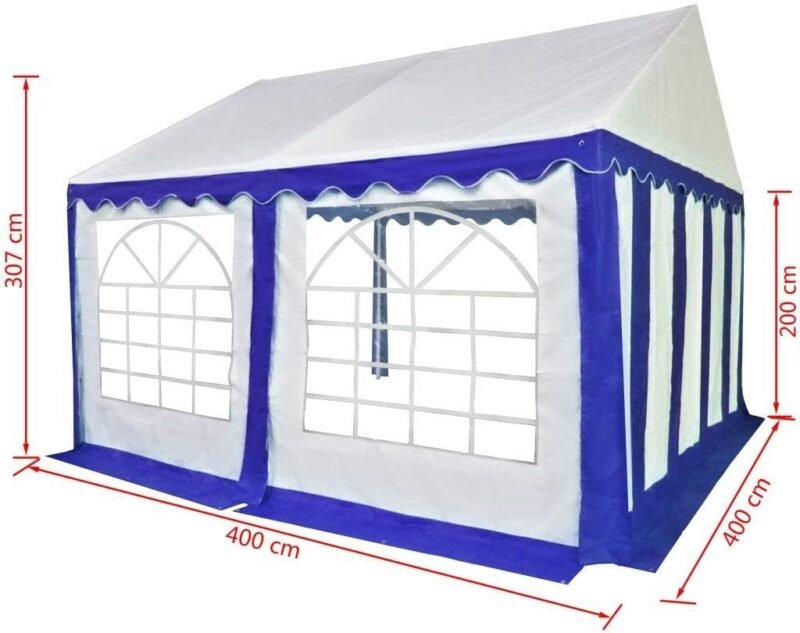 Cenador de jardín de PVC 4x4 m Cenador Plegable Azul y Blanco Cenador Cenador Cenador - Imagen 5