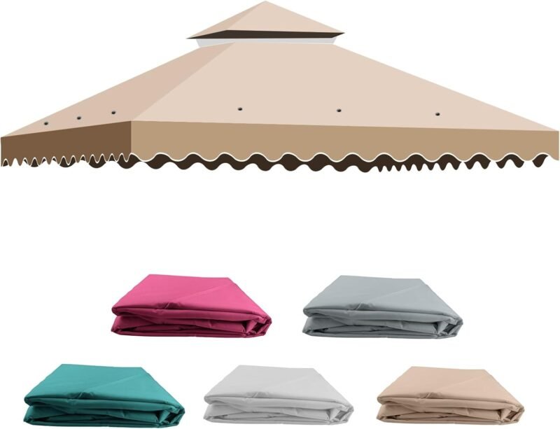 Techo de Repuesto 3 x 3 m para Cenador de Jardín con ventilación, 2 Niveles Cubierta para Carpa Pabellon, Techo de Repuesto Desmontable para Camping, Playa, Barbacoa Gazebo