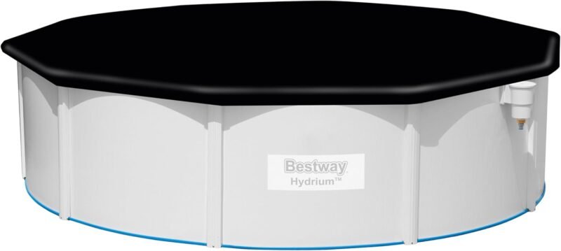 BESTWAY Cobertor de Invierno Redondo Ø493 cm de PVC para Piscinas Negro - Imagen 4