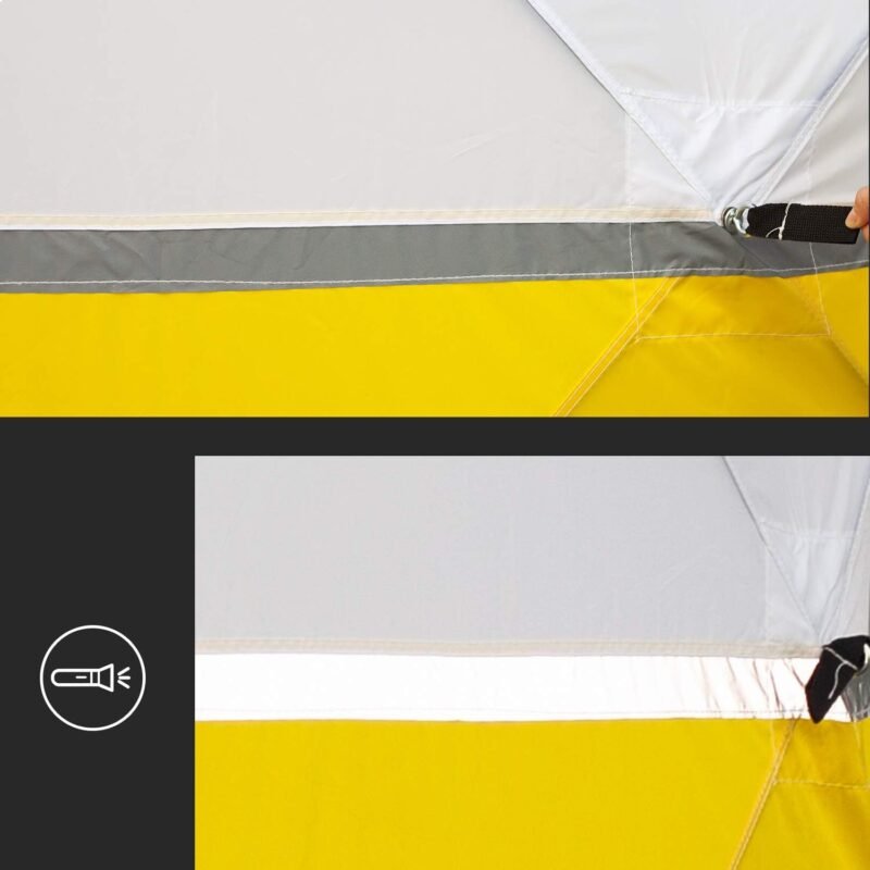 Goutime tenda de trabalho,cenador 2x2M Plegable,Tiendas de Actividad Multifuncional,Carpa Plegable de Jardín,Tienda de Pesca,Cenador desplegable Refugio de Montaje Trabajo（Amarillo y Blanco） - Imagen 5