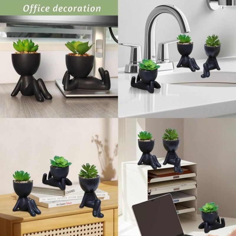 Laelfe 3 Pcs Plantas Suculentas Artificiales en Maceta, Plantas Artificiales Decorativas Pequeñas Suculentas Artificiales Decoración para Hogar Oficina Mesa Escritorio Sala de Estar