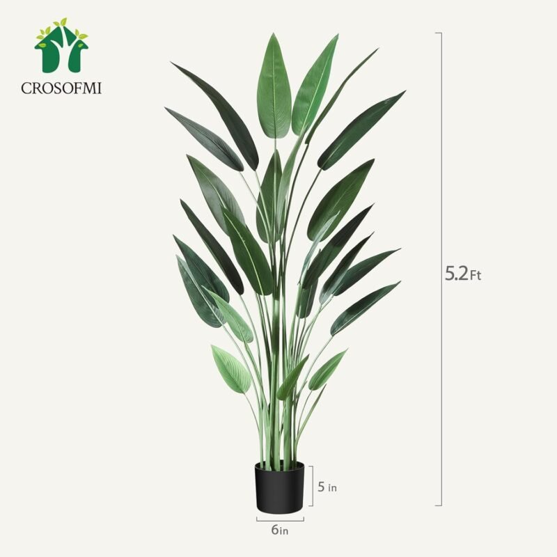CROSOFMI Árbol de Lirio Artificial 160 cm Palmera Tropical Falsa con 24 Troncos, Plantas de Seda Sintética Grandes Maceta para Interior Exterior Hogar Oficina Jardín Decoración Moderna（1 Pack） - Imagen 7