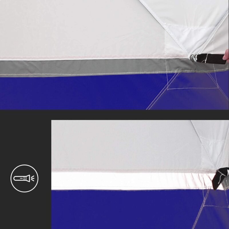 Goutime Cenador para Patio,2x2m Impermeable Plegable Camping Barnum,Carpa de Actividades Multifuncional,Carpa de Camping,Tienda de Viaje Plegable,Carpas de Pesca,Carpas de Trabajo (Blanco y Azul) - Imagen 5