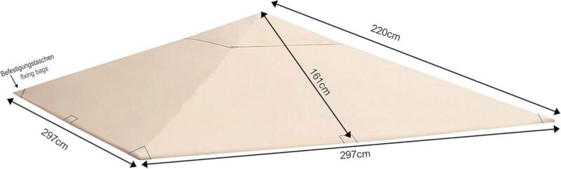 Quick Star Techo de Repuesto para Gazebo de jardín 3x3m Beige - Imagen 2