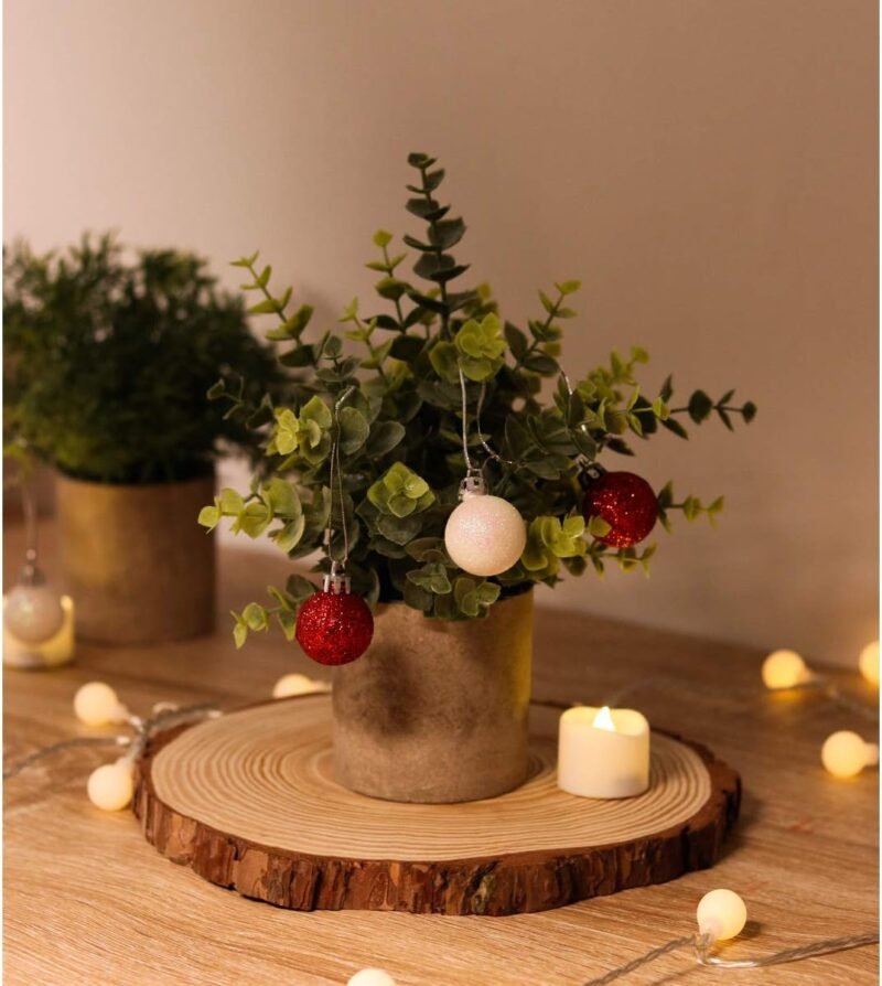 ilauke 3 Mini Plantas Artificiales Decorativas en Maceta de Eucalipto de Plástico, Plantas de Romero Sintético para Hogar, Jardín, Oficina, Balcón, Ventana, Escritorio, Decoración de Habitación - Imagen 4
