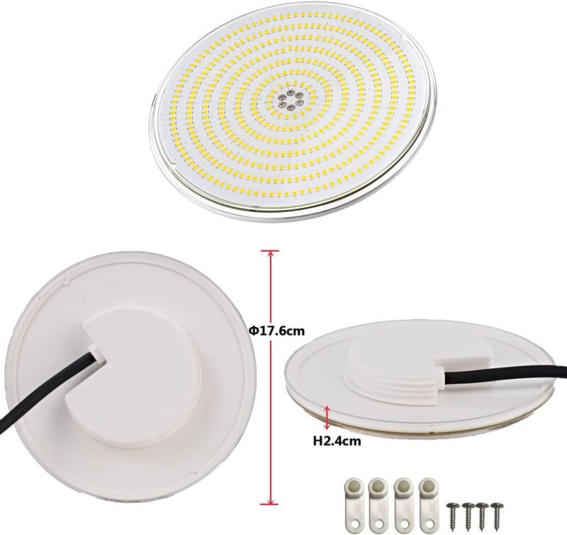 LyLmLe Foco LED Piscina Relleno de Resin, 35W PAR56 Lámpara(equivalente 300W halógena bombilla), Iluminación LED Piscina Empotrable, 3500lm, Ángulo de 140 °, IP68 Impermeable, 12V AC/DC, 6000K - Imagen 4
