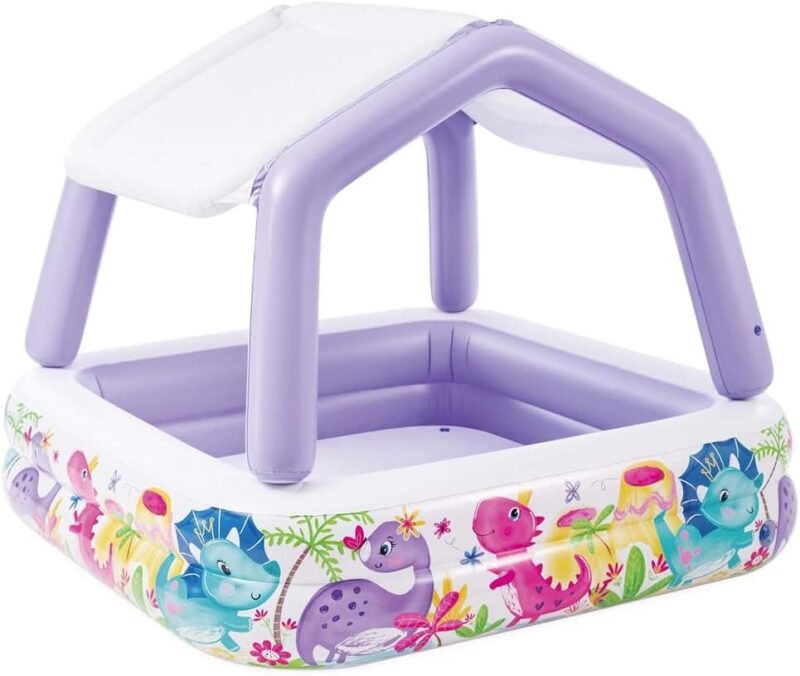Intex Piscina hinchable infantil intex con toldo extraíble, Multicolor - 157x157x122 cm, 295 litros (57470)