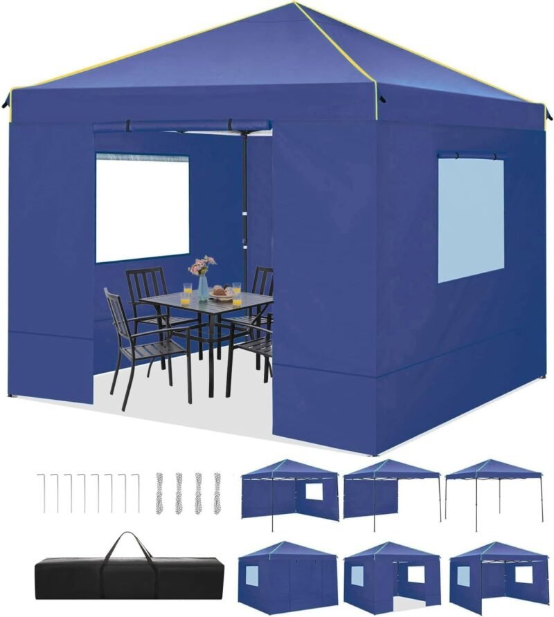 TOOLUCK Barnum Plegable 3 x 3 m cenador Plegable 3 x 3 cenador de jardín al Aire Libre Impermeable Profesional Tienda de recepción con 4 Lados, Azul Oscuro