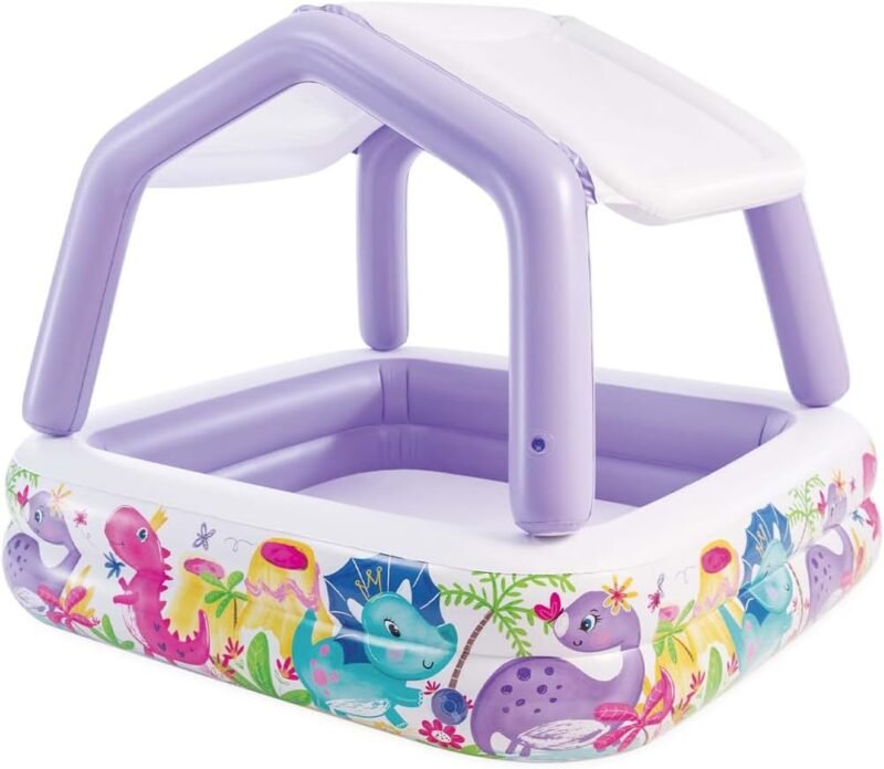 Intex Piscina hinchable infantil intex con toldo extraíble, Multicolor - 157x157x122 cm, 295 litros (57470) - Imagen 2