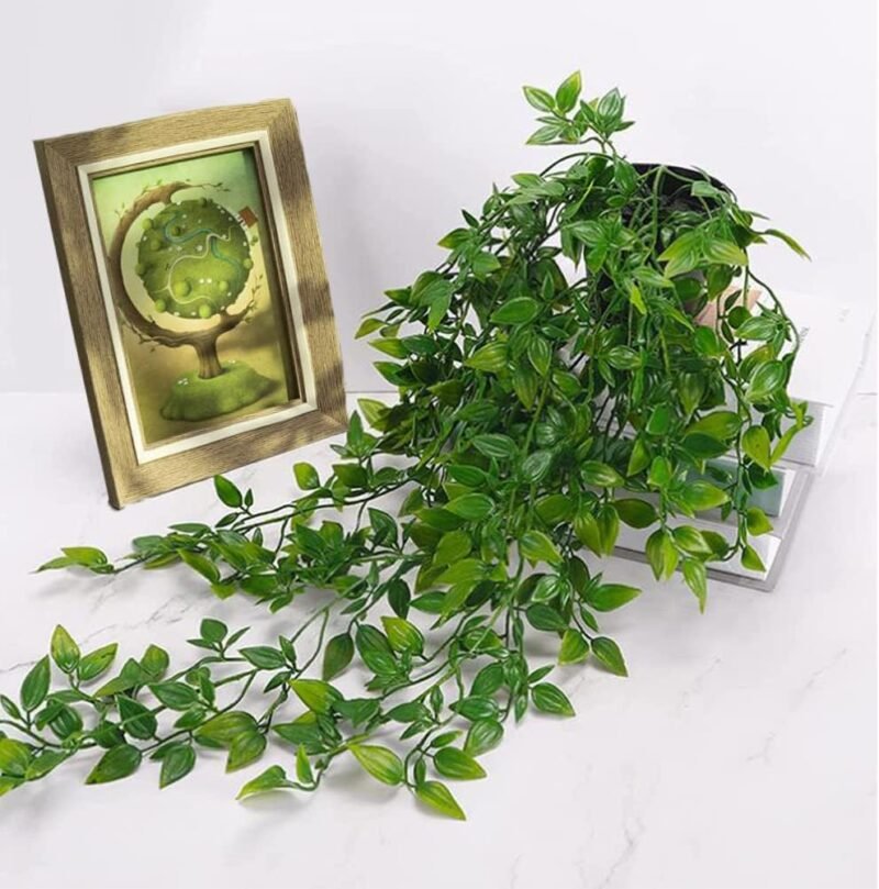 Plantas Artificiales Colgantes con Maceta, 2 Pcs Plantas Artificiales Decorativas, Planta Colgante Plantas, Falsas en Maceta para Estante Interior - Imagen 6