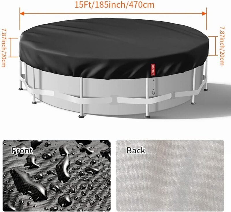 Cubre Piscinas Redondas 460, Cubierta De BañEra De Hidromasaje Y Piscina sobre El Suelo, Cubierta Solar Resistente Al Agua A Prueba De Polvo con CordóN Y Clavos De Tierra - Imagen 3