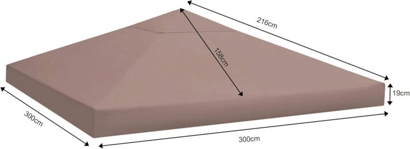 Quick Star Techo de Repuesto para cenador de 3 x 3 m Gazebo Marrón-Gris - Imagen 2