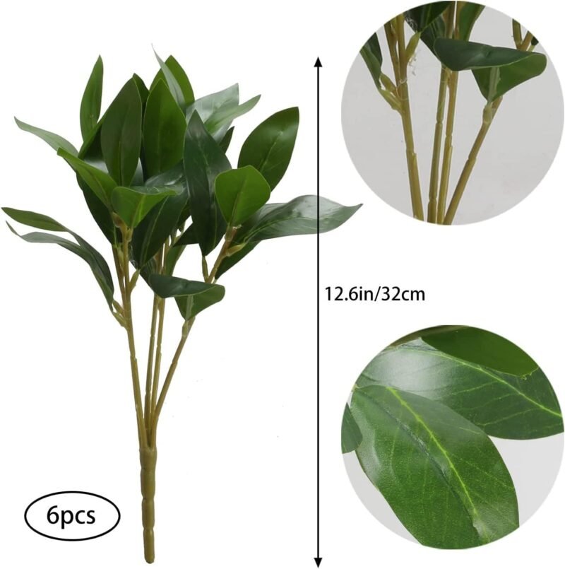 GGISUI 6pcs Plantas Artificiales Decoracion Plantas Verdes Arbustos con Hojas Resistente a los Rayos UV Planta Artificial para Balcón Caja Cocina Jardín Baño Hogar Decoración - Imagen 2