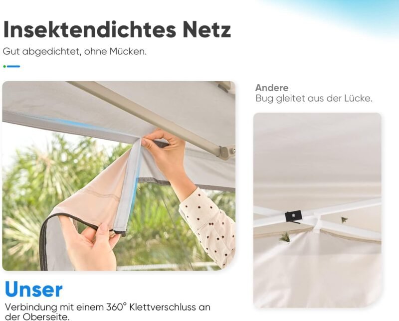 Quictent Cenador plegable de 3 x 3 m con 4 laterales extraíbles, resistente al agua, protección UV 50+, resistente al invierno, color beige - Imagen 2