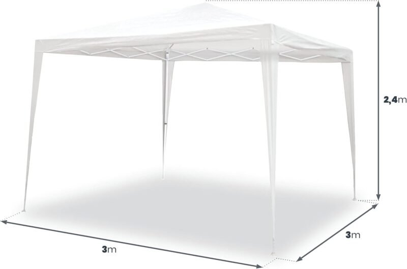 SMARTSUN Carpa Plegable 3x3m Javea Blanca Impermeable - Jardín Playa Campo Terraza - Bolsa de Transporte, Piquetas y Vientos - Imagen 7