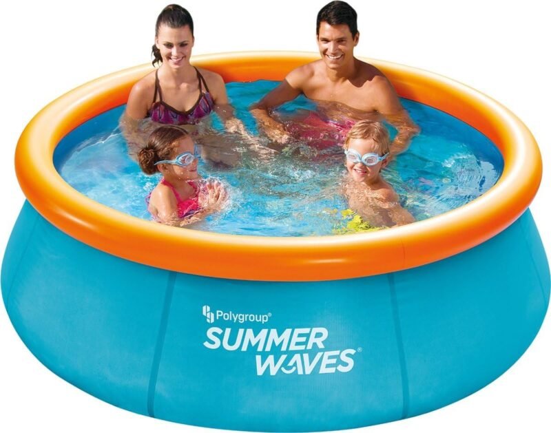 Summer Waves Piscina, Piscina Desmontable Hinchable, Piscina Familiar, Piscina de Jardin, Piscina Redonda 3D, Incluye 2 Gafas, 2.44 M x 76 CM