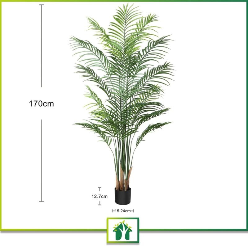 CROSOFMI Planta Artificial Areca Palmera Grande 170 cm Arbol Artificial Plastico Interior y Exterior Hogar Salon Dormitorio Balcón Moderno Decorativas (1 Pack) - Imagen 7
