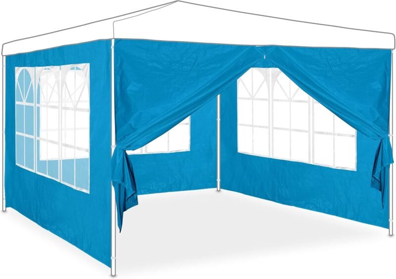 Relaxdays Set de 4 Laterales Carpa, 3 Paredes Cenador con Ventana y 1 Cortina Lateral con Cremallera, 2x3 m, Azul Claro