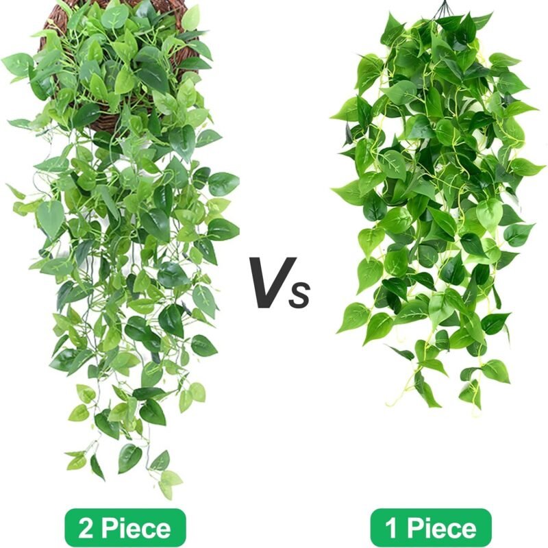 Firschoie 2 Piezas Plantas Colgantes Hiedra Verde Artificial, 100cm Corona de eneldo, Adecuado para Bodas, Jardines, decoración de Paredes - Imagen 5