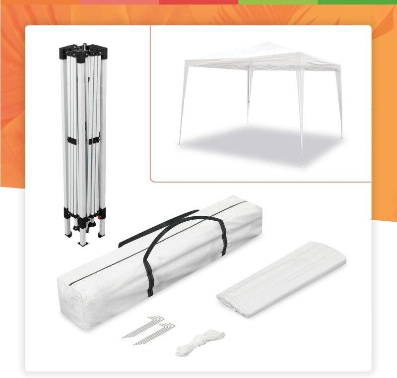 SMARTSUN Carpa Plegable 3x3m Javea Blanca Impermeable - Jardín Playa Campo Terraza - Bolsa de Transporte, Piquetas y Vientos - Imagen 5