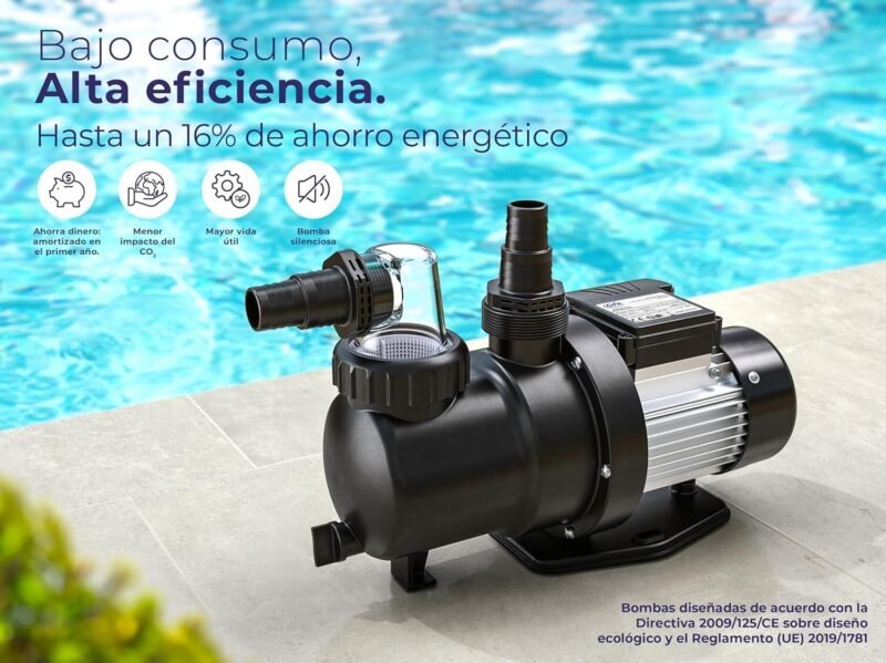 Gre PP077 Bomba de Filtración para Piscina, 550 W, 9,5 m3/h, Hasta 65 m3, Filtro 500 mm, Acorde a la Directiva Europea de Ecodiseño - Imagen 4