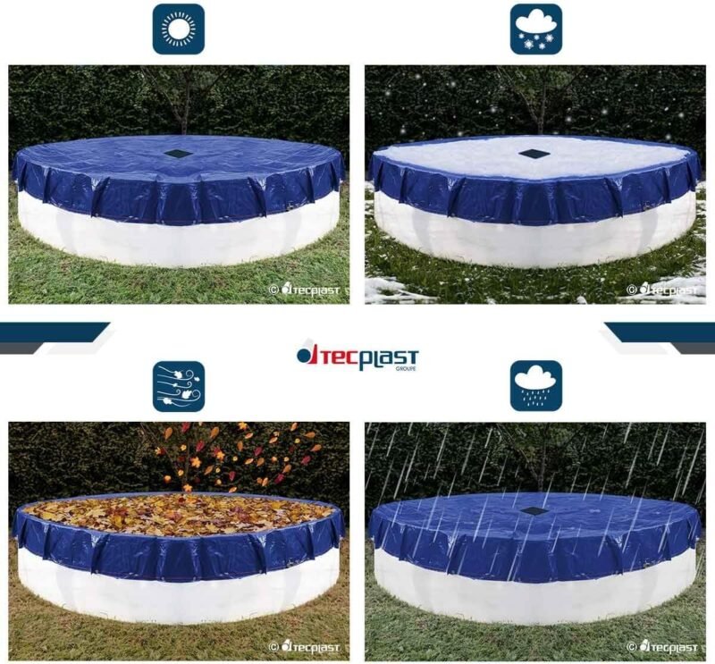 Tecplast Lona para Piscina Redonda diam. 6,20 m para Piscina de diámetro 5,40 m PO155RD - Lona con Red de Drenaje - Imagen 2