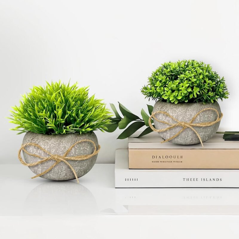 TFCIOD 2 Piezas Plantas Artificiales Decorativas, Planta Artificial Pequeña, Mini Ecologización Macetas Artificiales Decorativas, Fake Plants para Cocina, Salón,Oficina Mesa, Decoracion (003) - Imagen 2