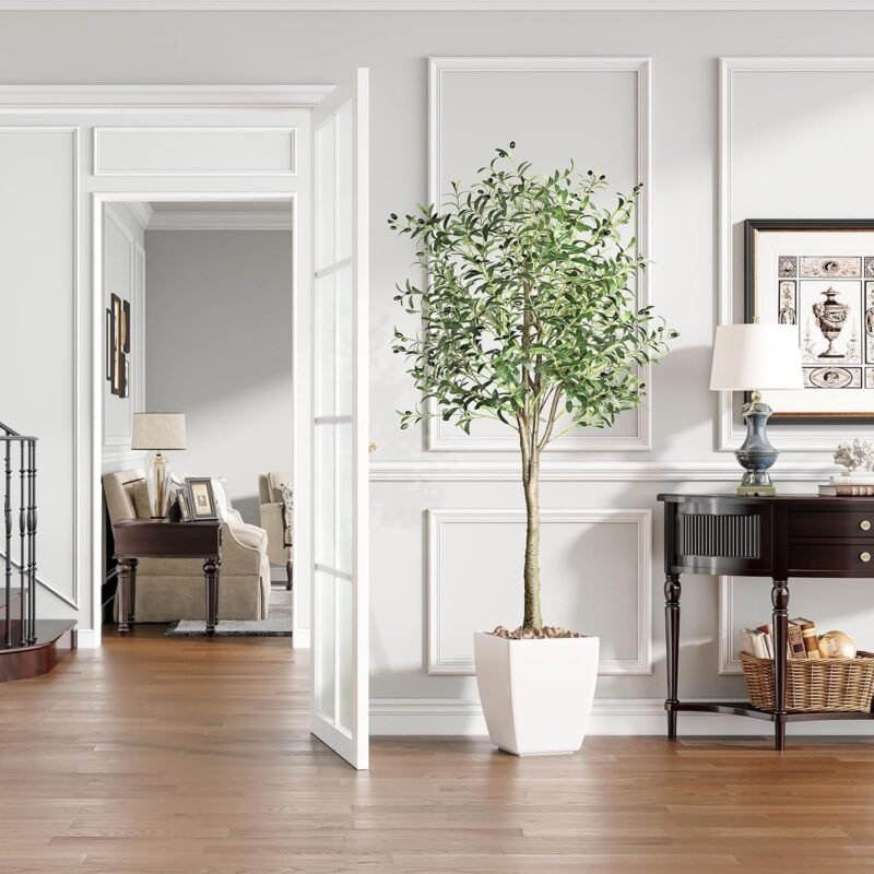 YOLEO Árbol de olivo artificial de 180 cm, plantas artificiales, grandes olivos, artificiales, como auténtico, para salón, dormitorio, oficina, decoración - Imagen 5