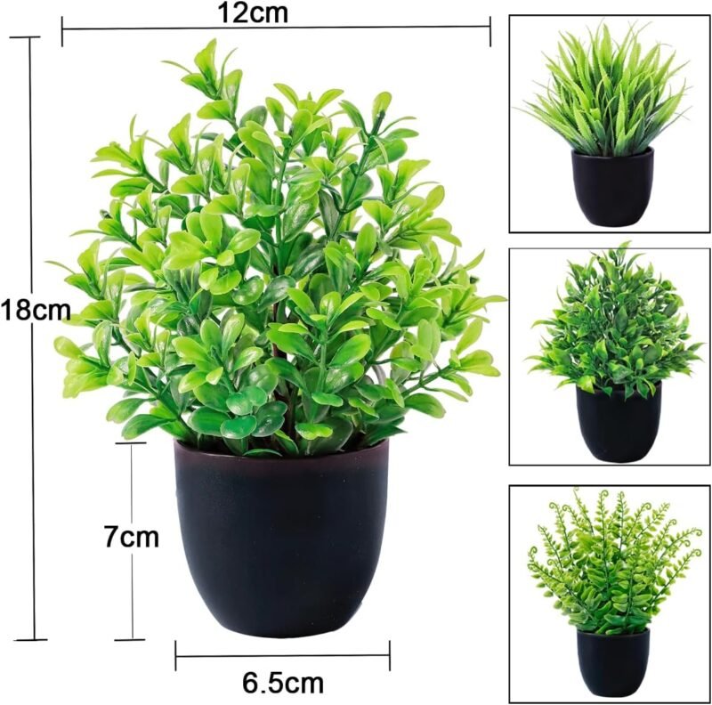 Bafenli 4 Piezas Pequeño Plantas Artificiales Plástico Mini Plantas Falsas con Macetas para Mesa Estante Baño Oficina Casa Decoración - Imagen 2