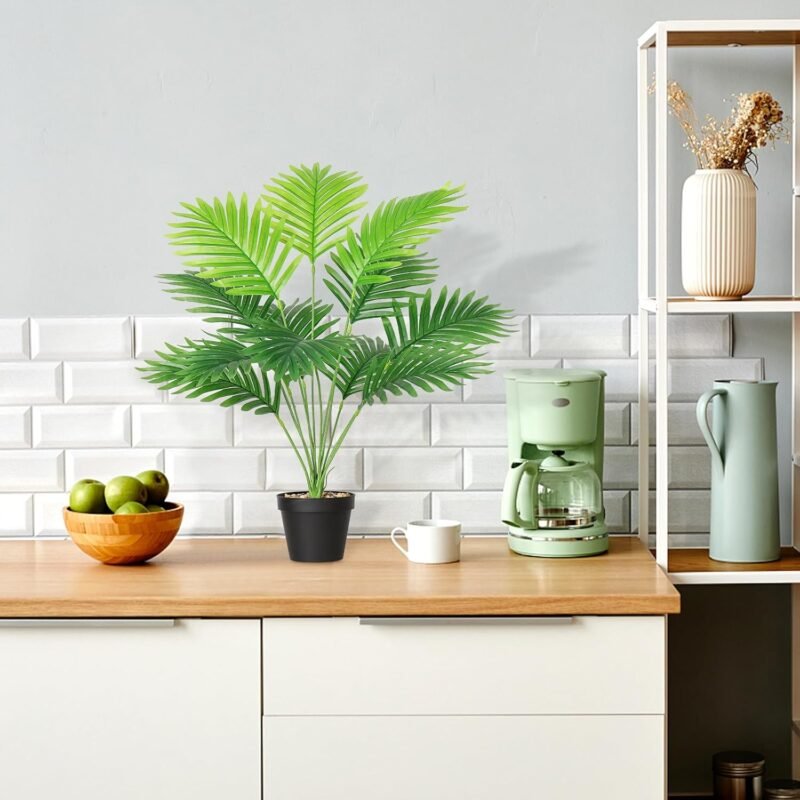 SOMYTING Planta artificial grande de areca de 68 cm de alto 12 ramas en maceta, planta artificial tropical hawaiana verde planta falsa real plantas artificiales decoración de oficina planta verde 2pcs - Imagen 7
