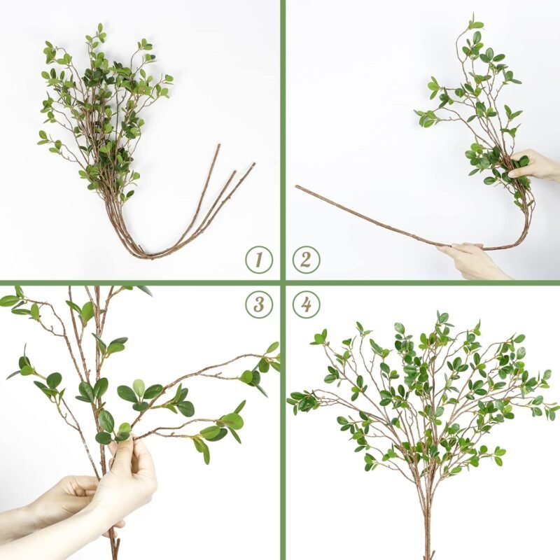 Dremisland 3 Piezas Planta Artificial 110cm Artificiales Ficus Ramas Spray Tallos Vegetación Artificial Ramita Ficus con Verde Eucalipto Hojas para Relleno Jarrones Oficina de Boda Casa Decoración - Imagen 5