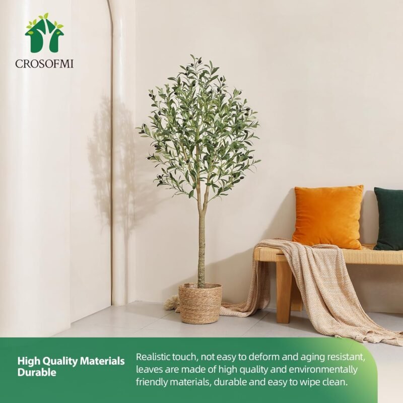 CROSOFMI Olivo Artificial Planta 150cm Plantas Artificiales Decorativas Grande Árboles Plástico de Interior y Exterior Decoración para Hogar, Oficina, Casa, Balcón, Dormitorio - Imagen 4
