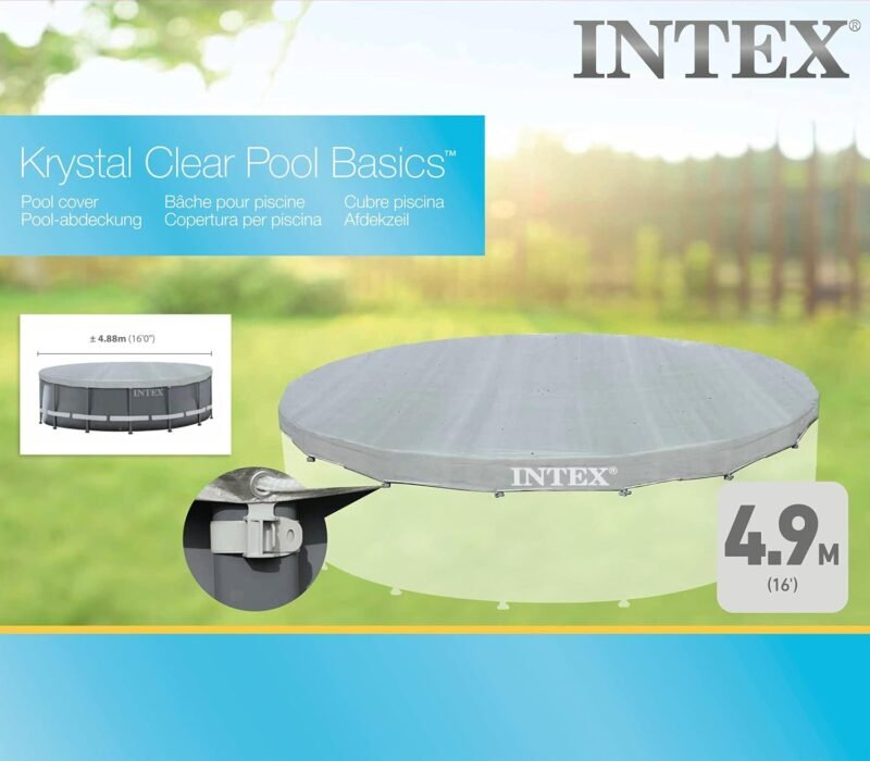Intex 28040 - Cobertor Piscina metálica Ultra Frame 488 cm con protección Rayos UV, Gris - Imagen 2