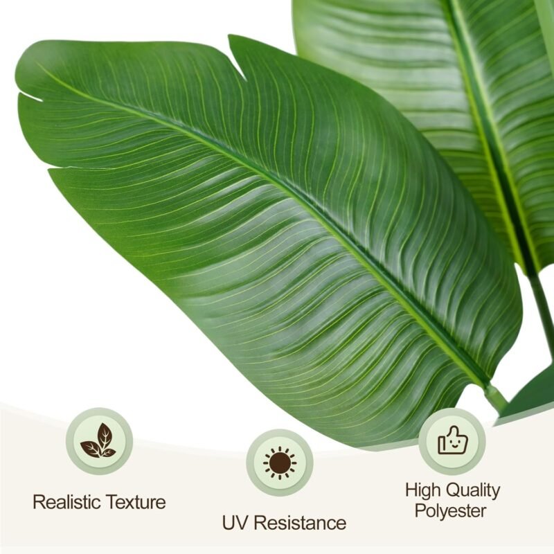 Keeplush Planta Artificial Ave del Paraíso 180 cm Planta Artificial Interior Alta con 13 Hojas, arbol Artificial Exterior Grande para Interior Casa salón Oficina dormitorios Jardín verandas (1Pack) - Imagen 8