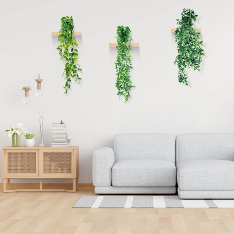 NVIYAM 3 PCS Plantas Artificiales Colgantes con Macetas, Plantas Colgantes Hiedra Verde Artificial, Plantas Artificiales Colgantes Enredadera, para Cocina, Sala de Estar, Balcón, Jardín - Imagen 6