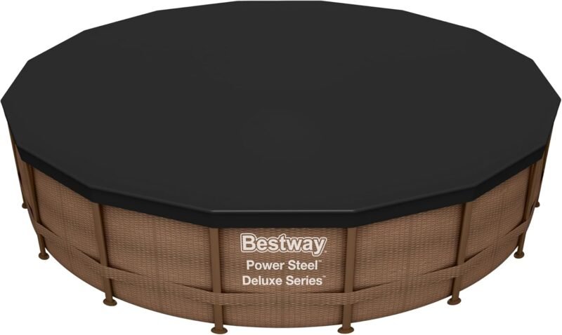 BESTWAY Cobertor de Invierno Redondo Ø493 cm de PVC para Piscinas Negro - Imagen 5