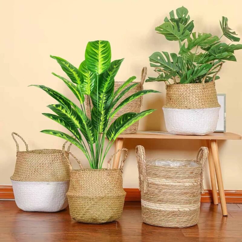 AIVORIUY Planta Artificial Ave del Paraiso Árbol Artificial in Maceta Hawaiian Tropic Palma Plantas Banano y Hoja Verde 80cm para Hogar Baño Boda Salon Planta Falsa Decoración (Amarillo) - Imagen 4