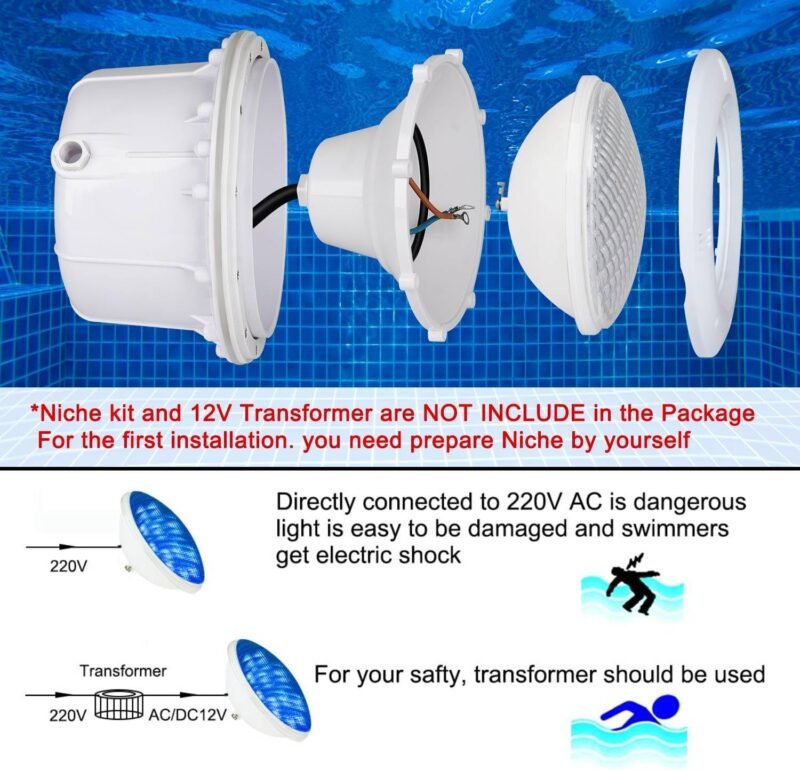 COOLWEST RGB Luces de la piscina LED PAR56 18W Iluminación de piscinas con Control Remoto 12V AC/DC, Luminarias subacuáticas IP68 impermeables Reemplazar bombillas halógenas de 150W - Imagen 4