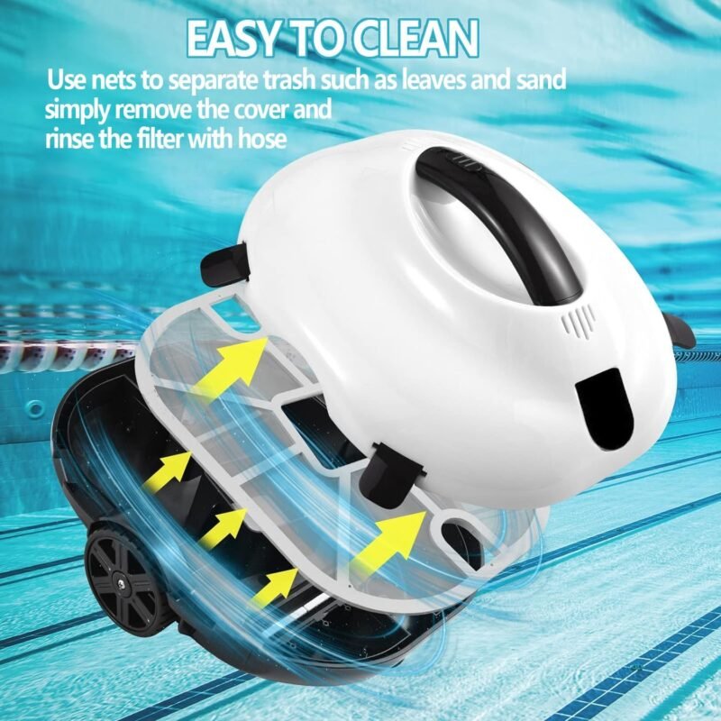Bestyks Robot Limpiafondos Piscina, Limpiafondos Piscina Automatico 130 Minutos De Limpieza Potente,Robot Piscina InaláMbrico Motores De Doble Accionamiento para Piscinas De Fondo Plano De hasta 80 M² - Imagen 7