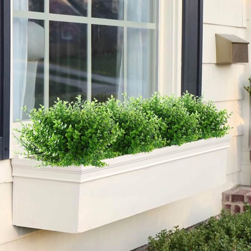 SOMYTING 8 Unidades de Plantas Artificiales de Eucalipto Verde Plantas Artificiales de Eucalipto Artificiales de Hiedra Artificial para Decoración de Salón Jardín Balcón Exterior - Imagen 5