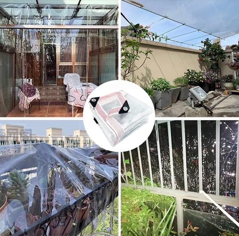 BCBIG Lona Transparente e Impermeable con Ojales para Exteriores, Muebles de jardín, cenadores, 4x6m - Imagen 5