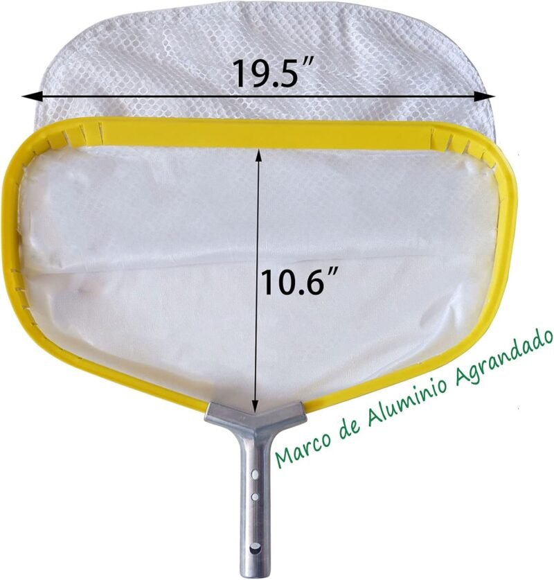 Profesional Recogehojas Piscina, Carga Pesado Red Profundo con Marco de Aluminio, Reforzado Malla Fina para Limpiar Hojas Pinocha Bichos, Pool Skimmer Rake Net - Imagen 3