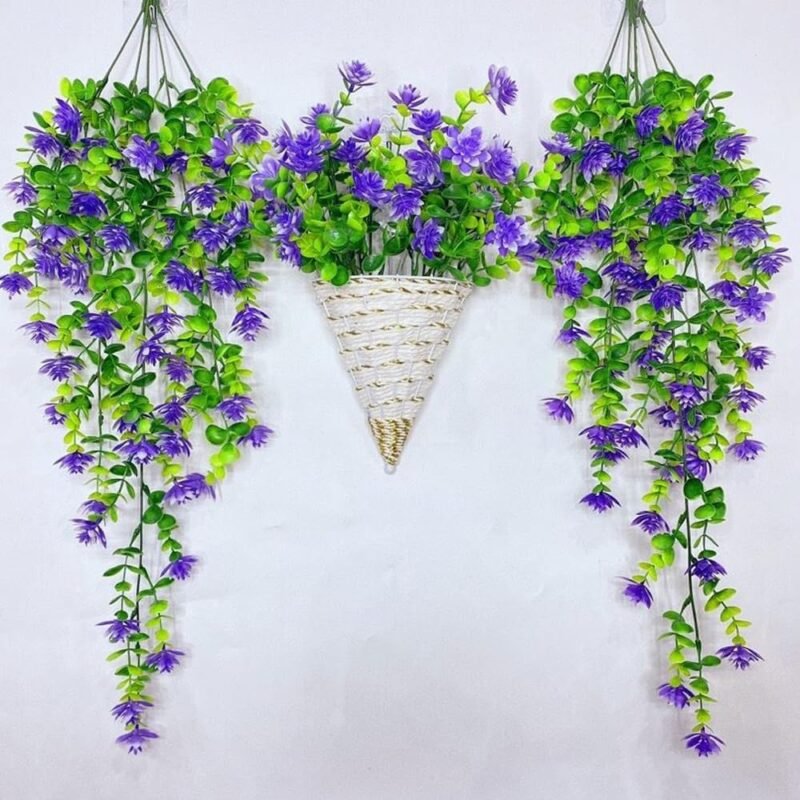 Zfseyuh 2 Piezas Planta Artificial Colgante,Flores Artificiales Decorativas,Enredaderas Artificiales de Flores para Decoración Interior y Exterior del Balcón del Jardín 80 cm - Imagen 6