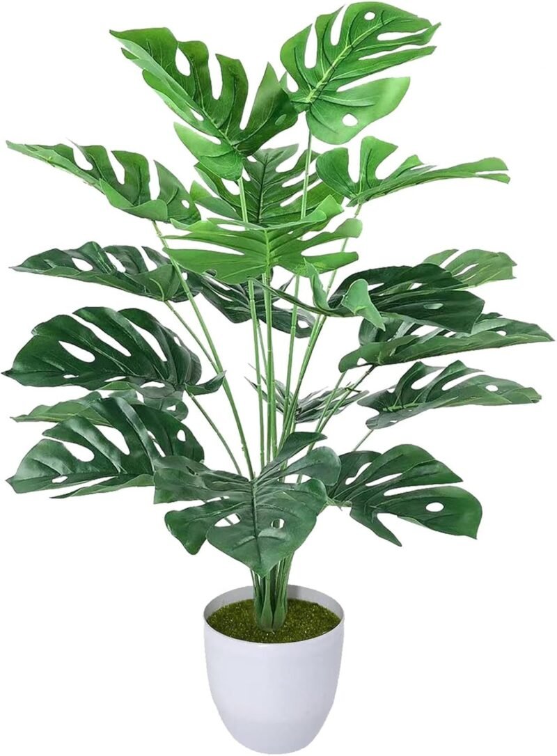 AIVORIUY Planta Artificial con Maceta Falsa Areca Palmera Grande Arbol Artificial Plastico Monstera Interior y Exterior Hogar Salon Dormitorio Balcón Moderno Decorativas Boda Oficina Verde 75cm