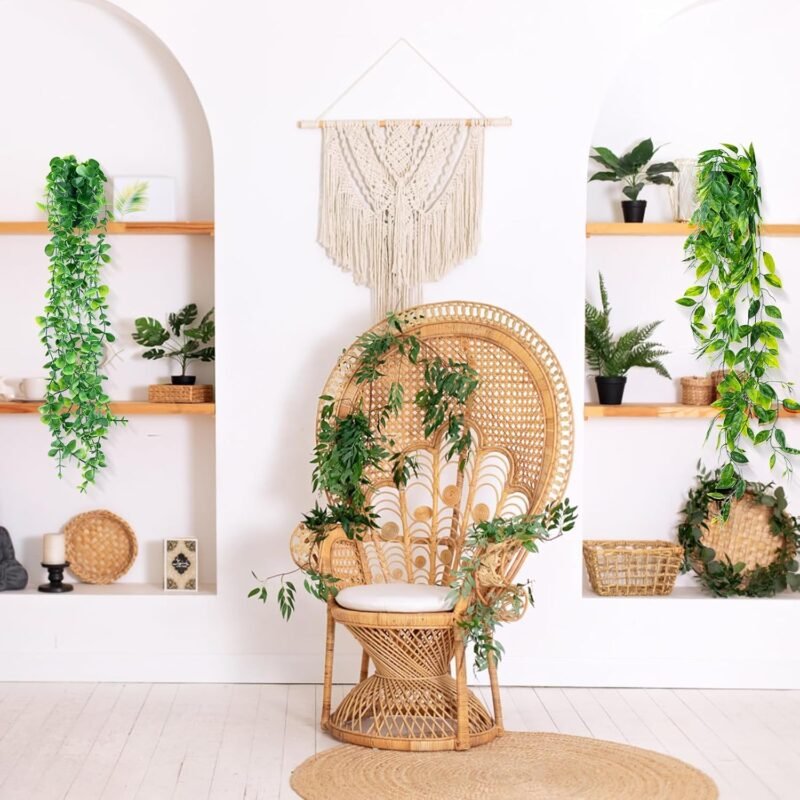 NVIYAM 3 PCS Plantas Artificiales Colgantes con Macetas, Plantas Colgantes Hiedra Verde Artificial, Plantas Artificiales Colgantes Enredadera, para Cocina, Sala de Estar, Balcón, Jardín - Imagen 4