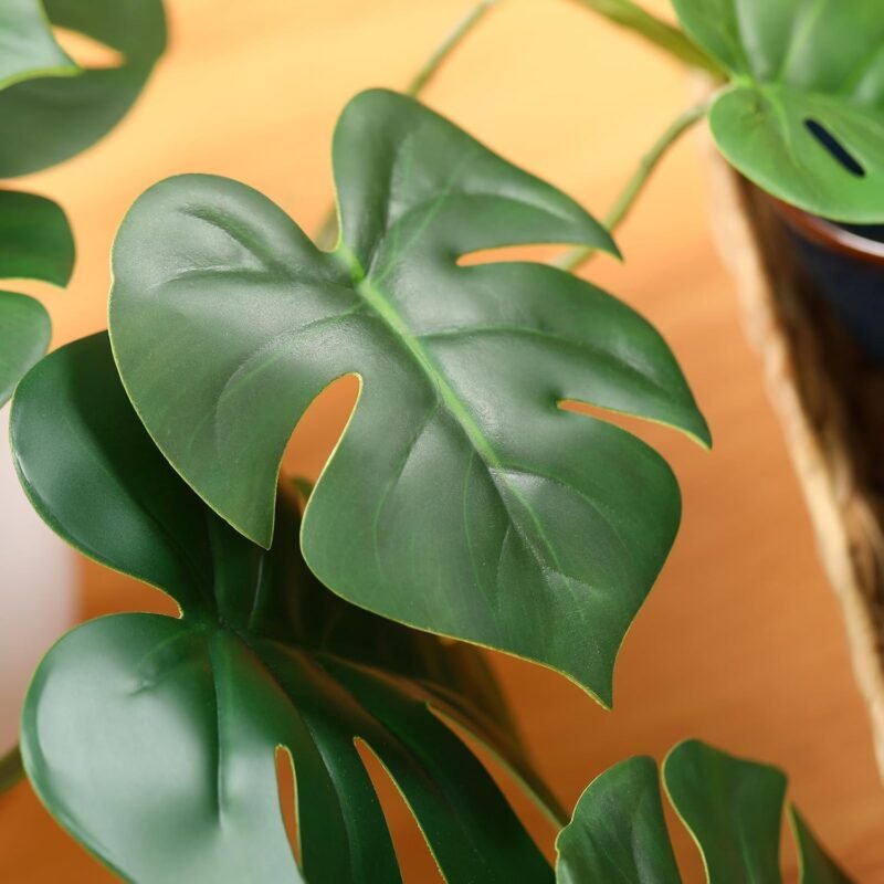 SOGUYI Plantas Artificiales 50cm Plantas Decorativas Tropical Monstera Potted Decorativas Plantas para Hogar Oficina Modernos Decoración(1 Piezas) - Imagen 6