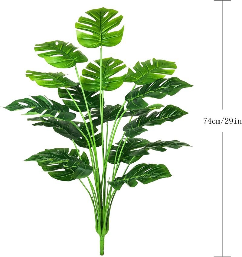 AIVORIUY Plantas Artificiales Hoja de Palmera para Exterior Interior, Monstera Verde Árbol Ramas Plastic Greenery Tropical Arbustos Decoracion para Macetas Oficina Sala - Imagen 2